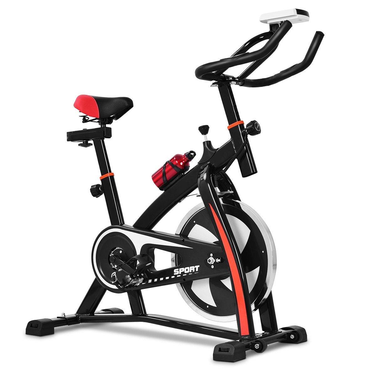 Household Adjustable Indoor Exercise Cycling Bike Trainer with Electronic Meter, Black Exercise Bikes at Gallery Canada
