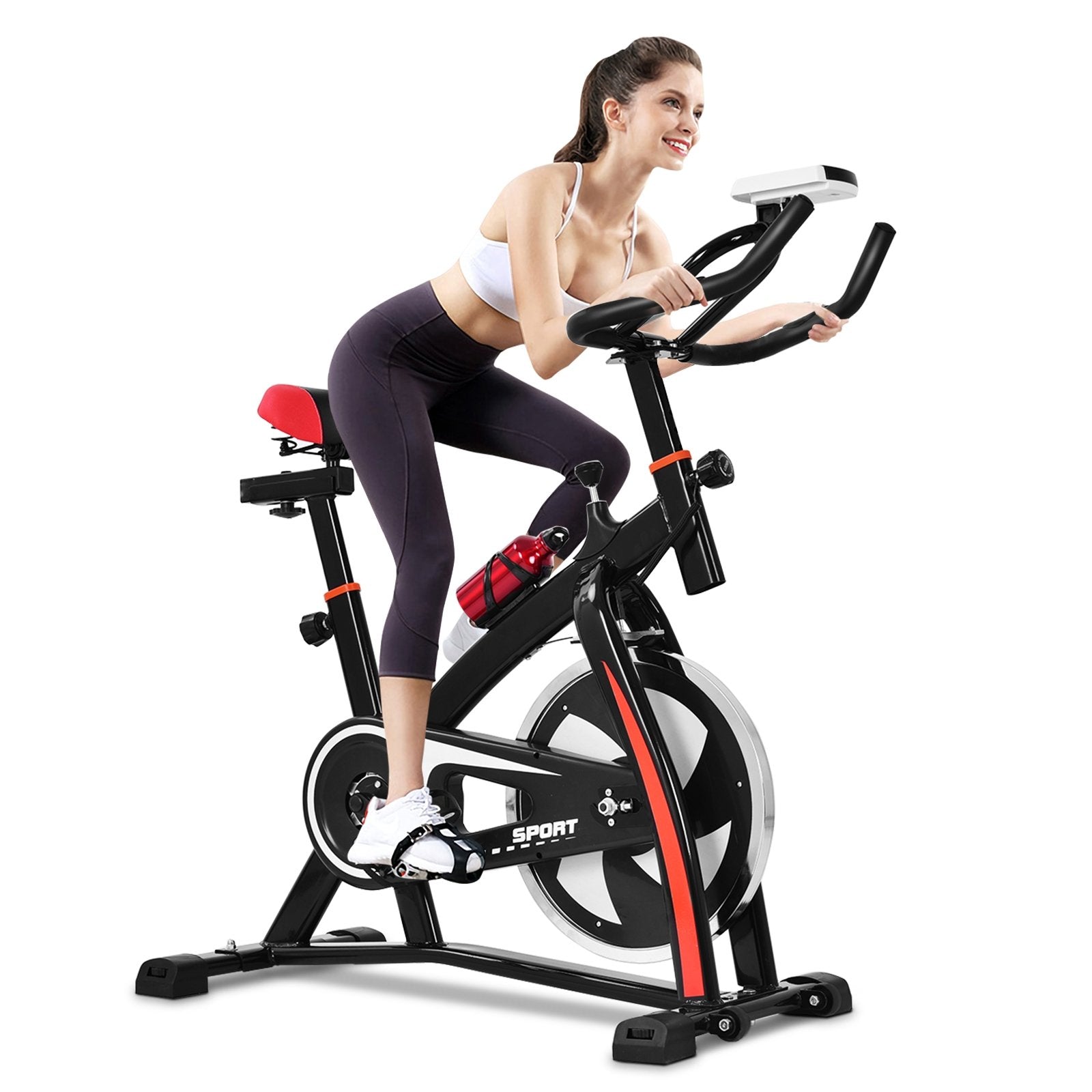 Household Adjustable Indoor Exercise Cycling Bike Trainer with Electronic Meter, Black Exercise Bikes at Gallery Canada