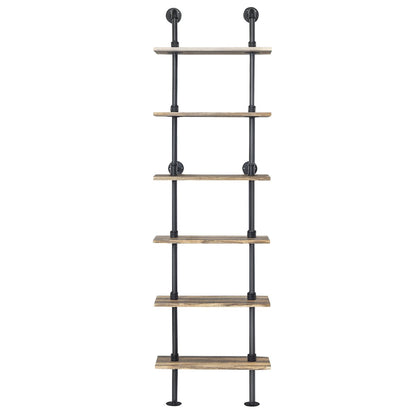 6-Tier Industrial Wall Mounted Pipe Shelves, Coffee - Gallery Canada
