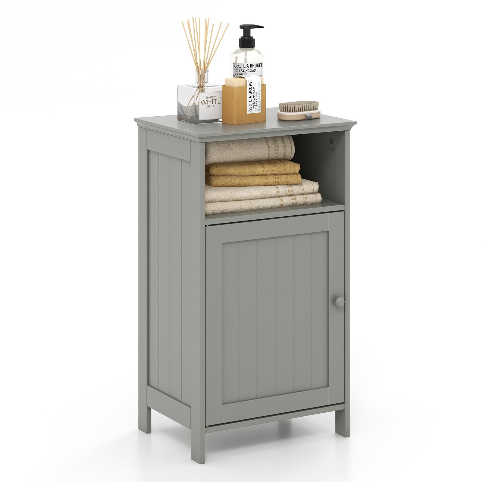 Bathroom Freestanding  Adjustable Shelf Floor Storage Cabinet, Gray Floor Cabinets   at Gallery Canada