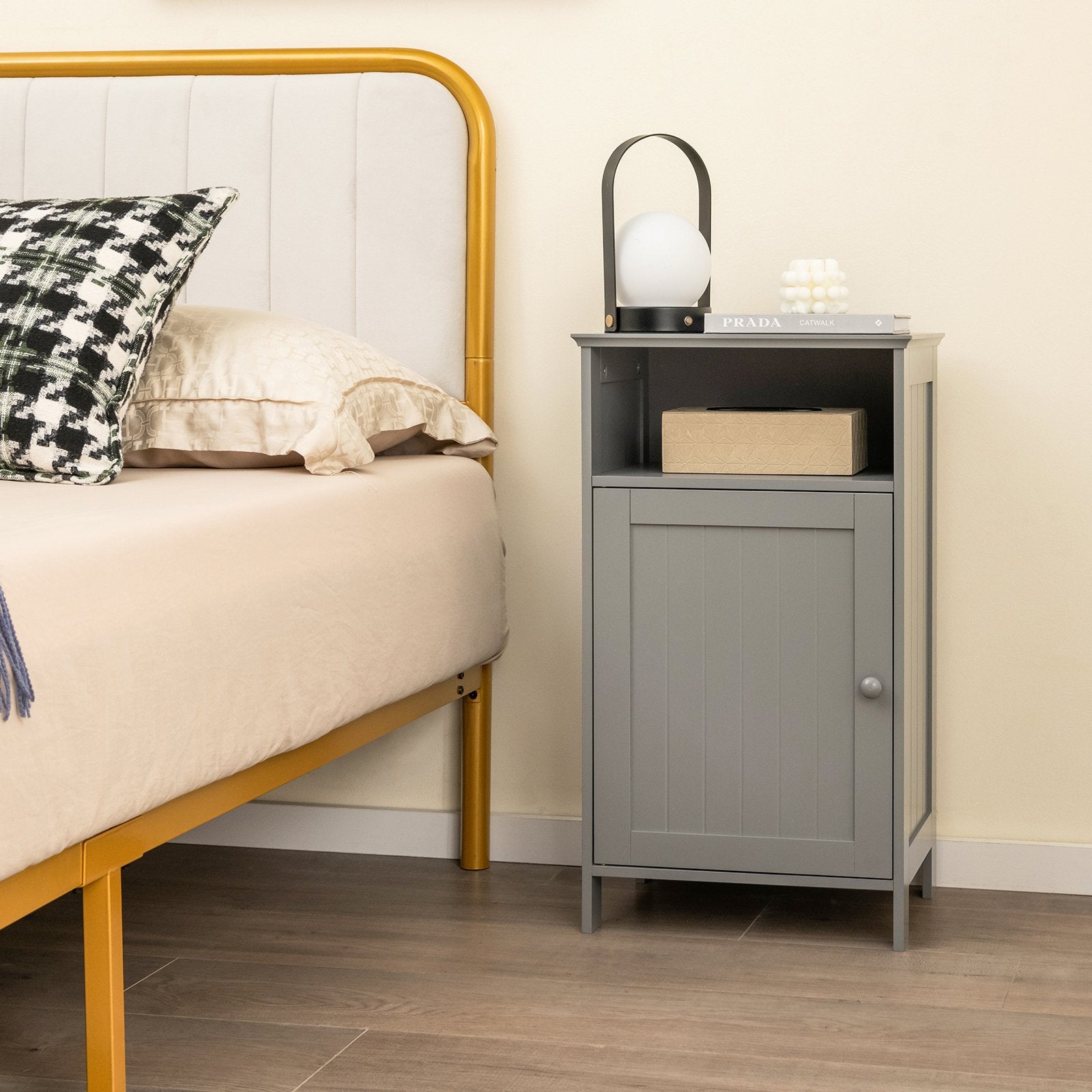 Bathroom Freestanding  Adjustable Shelf Floor Storage Cabinet, Gray Floor Cabinets   at Gallery Canada