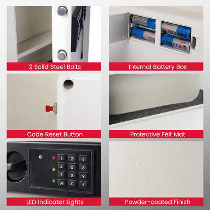 Digital Flat Recessed Wall Safe Security Lock Gun Cash Box, White Safe Box   at Gallery Canada