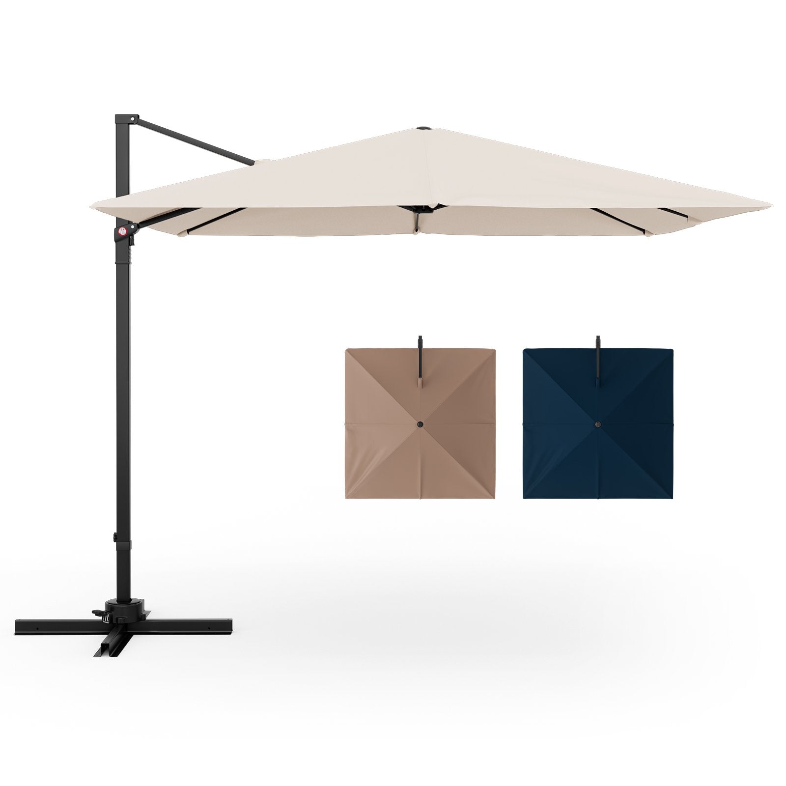 9.5 Feet Square Patio Cantilever Umbrella with 360° Rotation, Beige Outdoor Umbrellas   at Gallery Canada