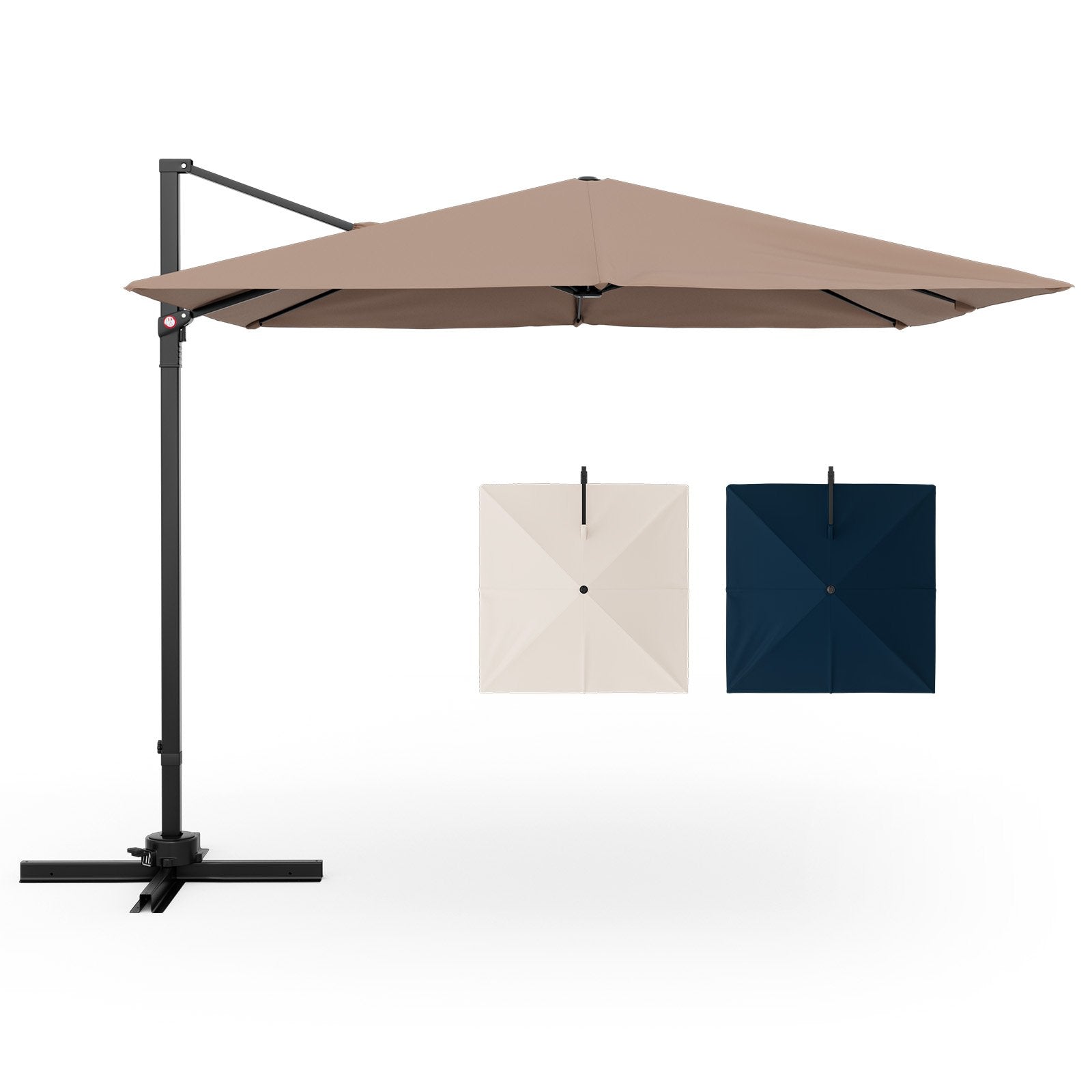 9.5 Feet Square Patio Cantilever Umbrella with 360° Rotation, Coffee Outdoor Umbrellas   at Gallery Canada