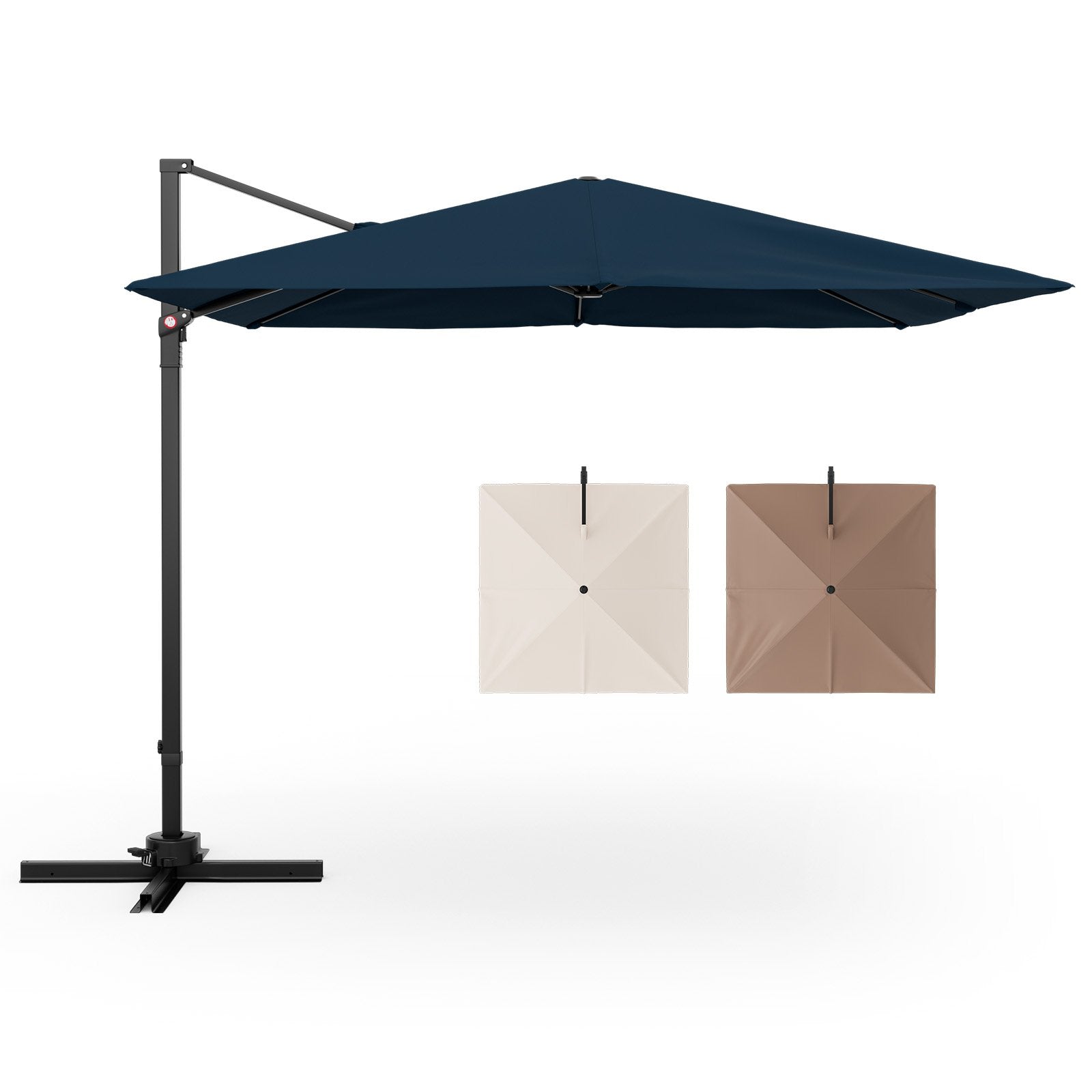 9.5 Feet Square Patio Cantilever Umbrella with 360° Rotation, Navy Outdoor Umbrellas   at Gallery Canada