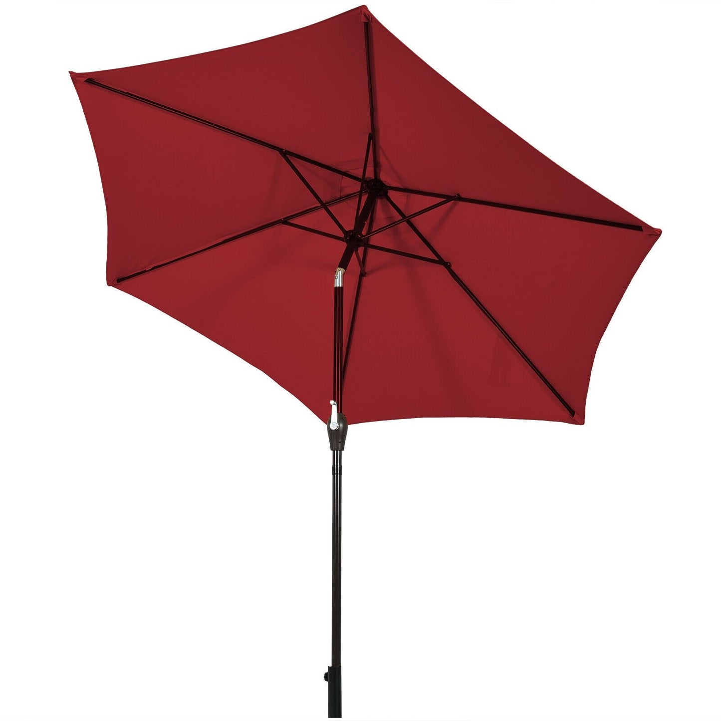 9FT Patio Umbrella Patio Market Steel Tilt W/ Crank Outdoor Yard Garden, Burgundy - Gallery Canada