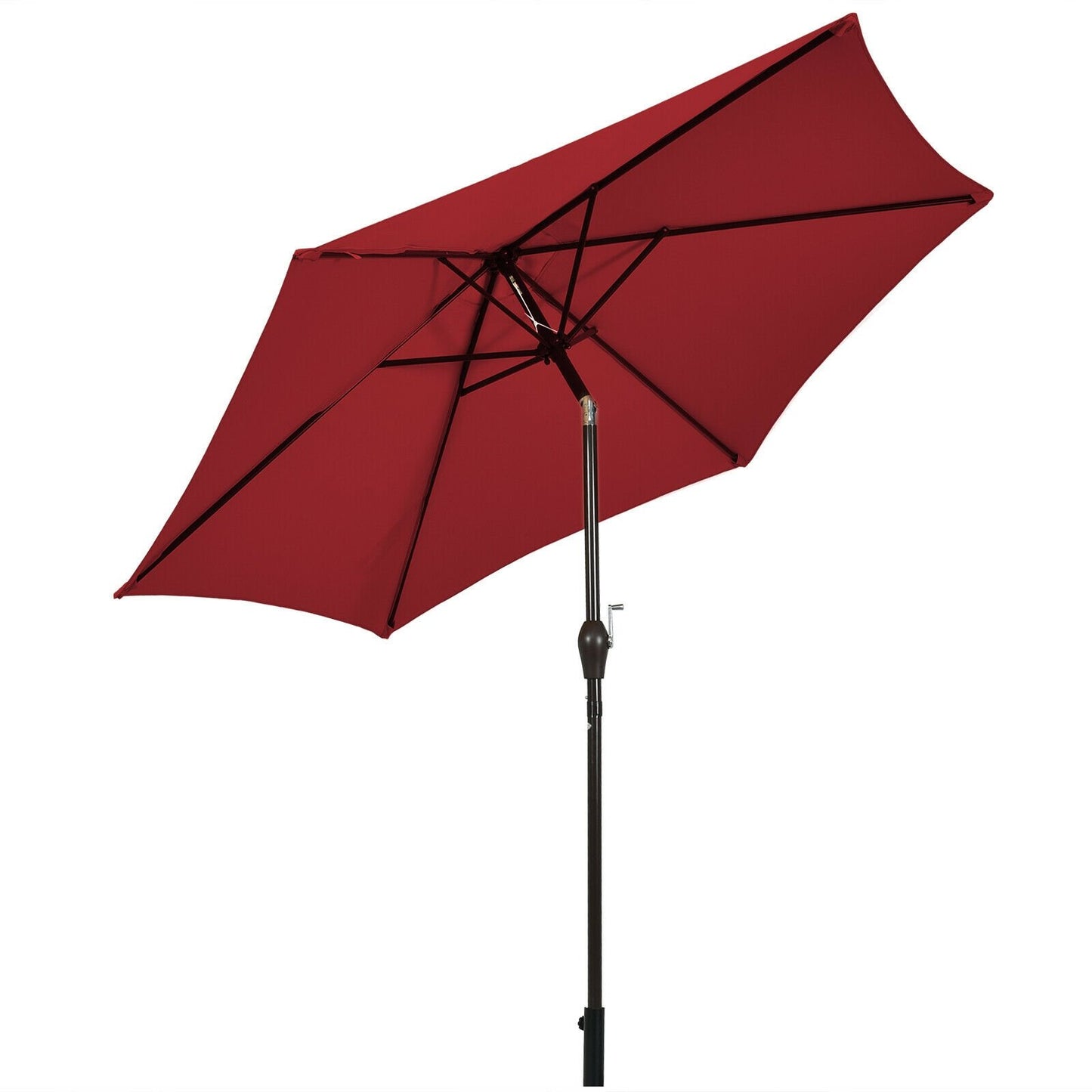 9FT Patio Umbrella Patio Market Steel Tilt W/ Crank Outdoor Yard Garden, Burgundy - Gallery Canada