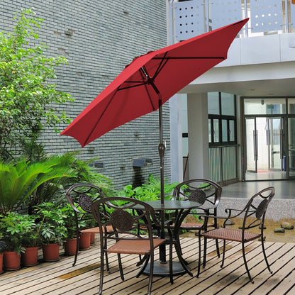 9FT Patio Umbrella Patio Market Steel Tilt W/ Crank Outdoor Yard Garden, Burgundy Outdoor Umbrellas   at Gallery Canada