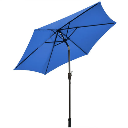 9ft Patio Market Table Umbrella with Push Button Tilt and Crank, Blue Outdoor Umbrellas   at Gallery Canada