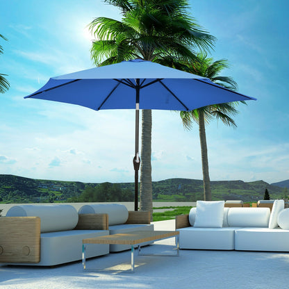 9ft Patio Market Table Umbrella with Push Button Tilt and Crank, Blue Outdoor Umbrellas   at Gallery Canada