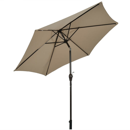 9FT Patio Umbrella Patio Market Steel Tilt W/ Crank Outdoor Yard Garden, Tan - Gallery Canada