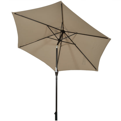 9FT Patio Umbrella Patio Market Steel Tilt W/ Crank Outdoor Yard Garden, Tan Outdoor Umbrellas   at Gallery Canada