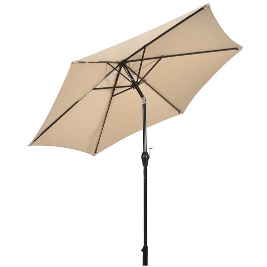 9FT Patio Umbrella Patio Market Steel Tilt W/ Crank Outdoor Yard Garden-beige, Beige - Gallery Canada