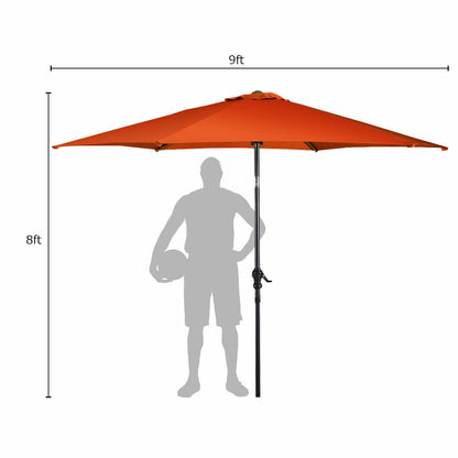 9ft Patio Market Table Umbrella with Push Button Tilt and Crank, Orange Outdoor Umbrellas   at Gallery Canada