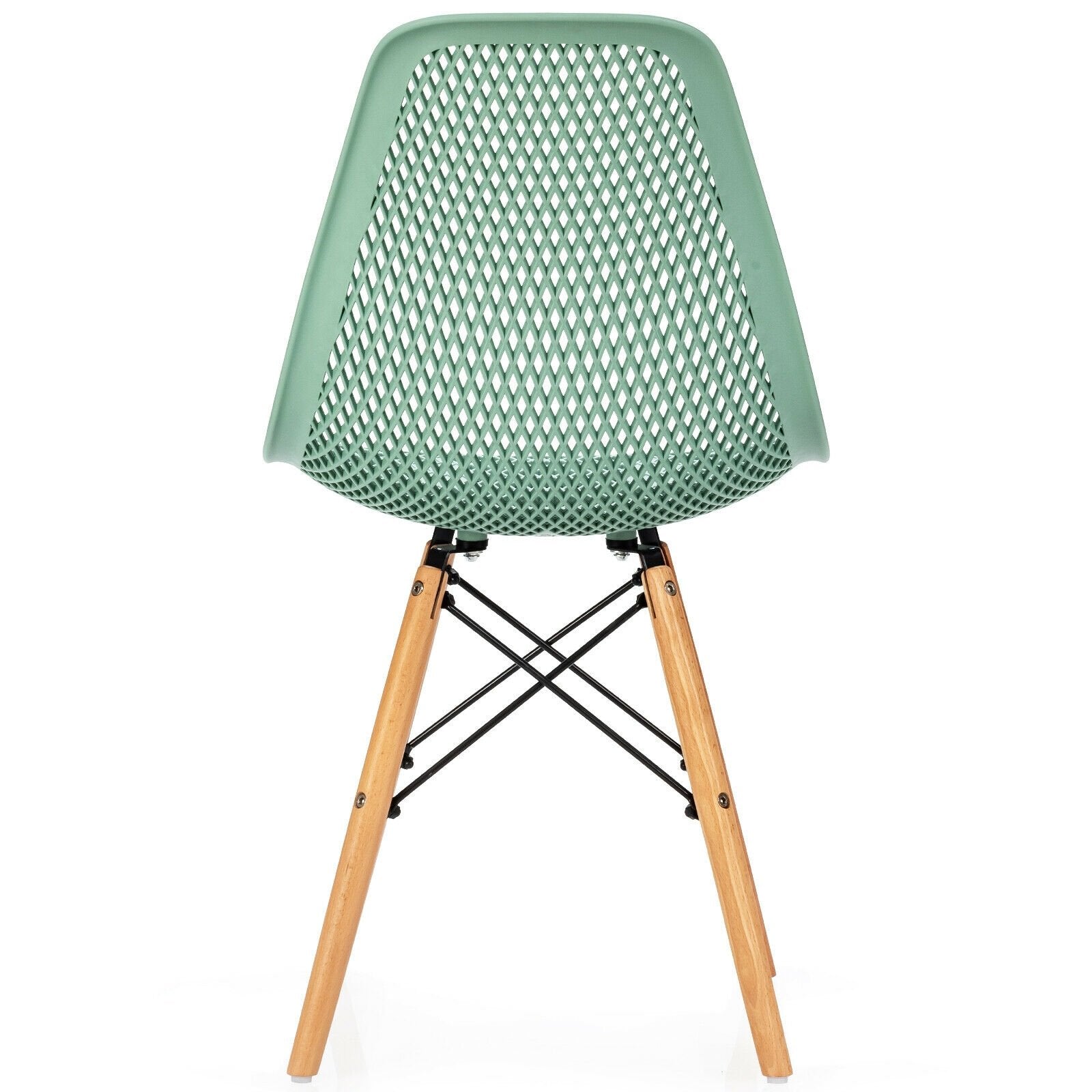 4 Pieces Modern Plastic Hollow Chair Set with Wood Leg, Green Dining Chairs   at Gallery Canada