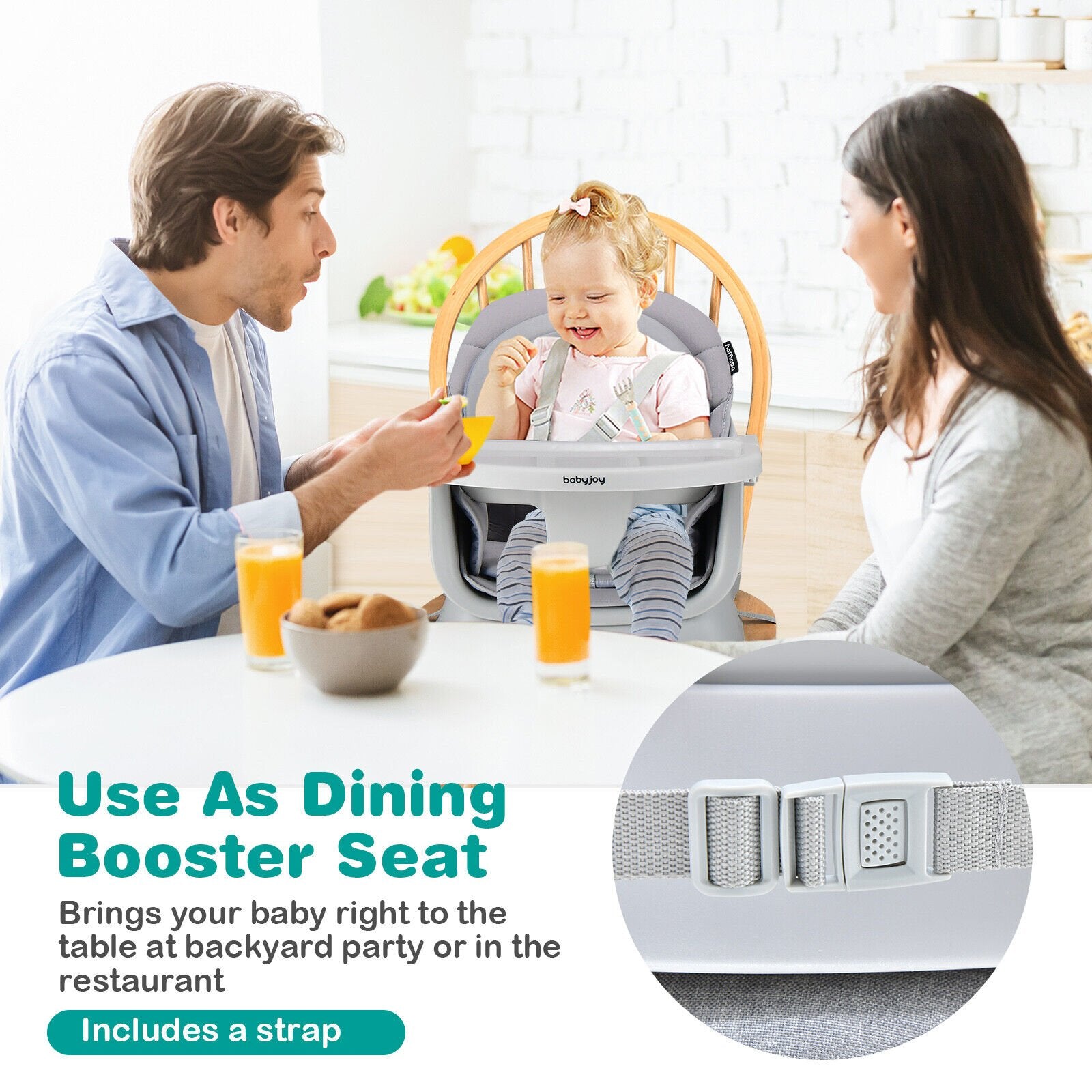 6-in-1 Convertible Baby High Chair with Adjustable Removable Tray, Gray High Chairs   at Gallery Canada