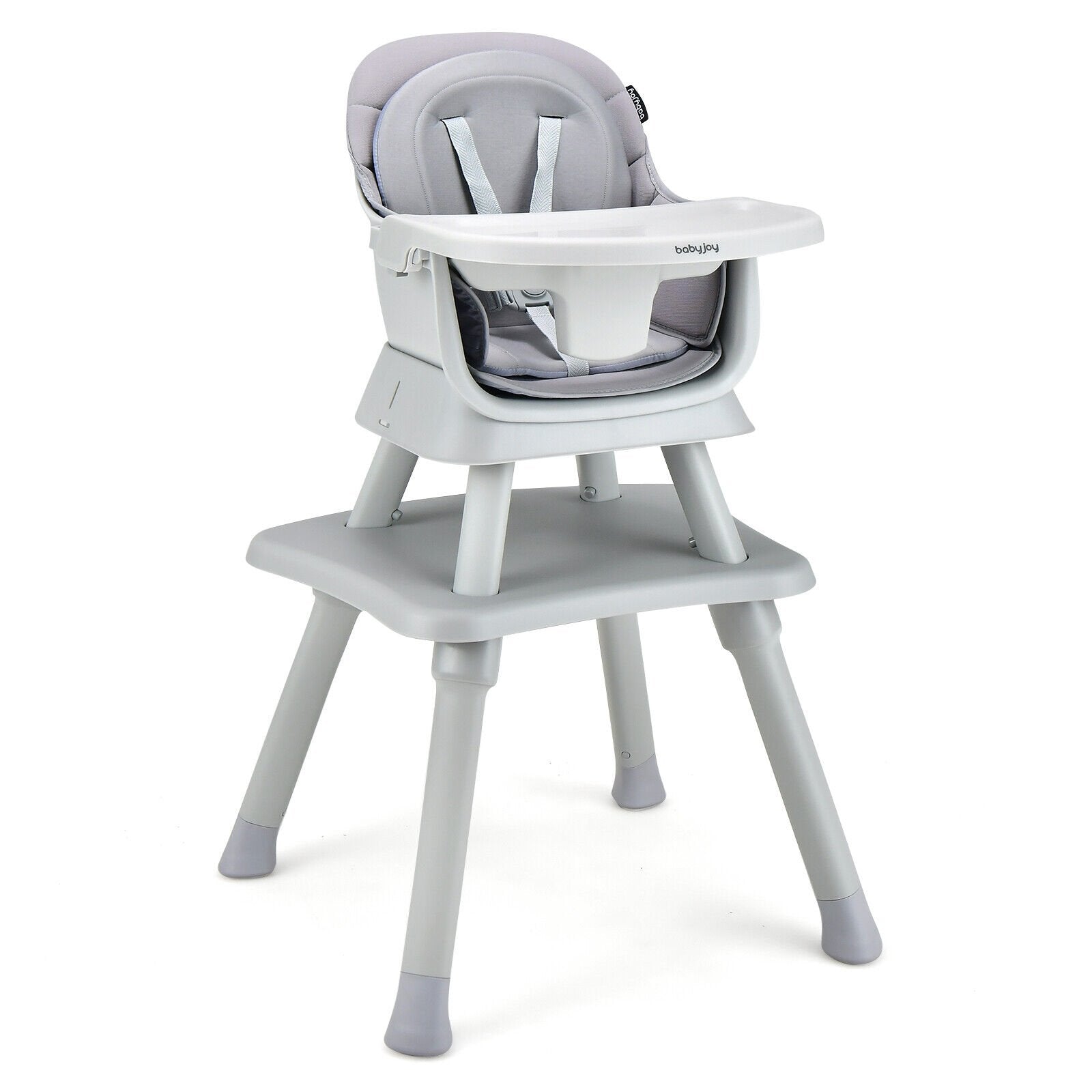 6-in-1 Convertible Baby High Chair with Adjustable Removable Tray, Gray High Chairs   at Gallery Canada