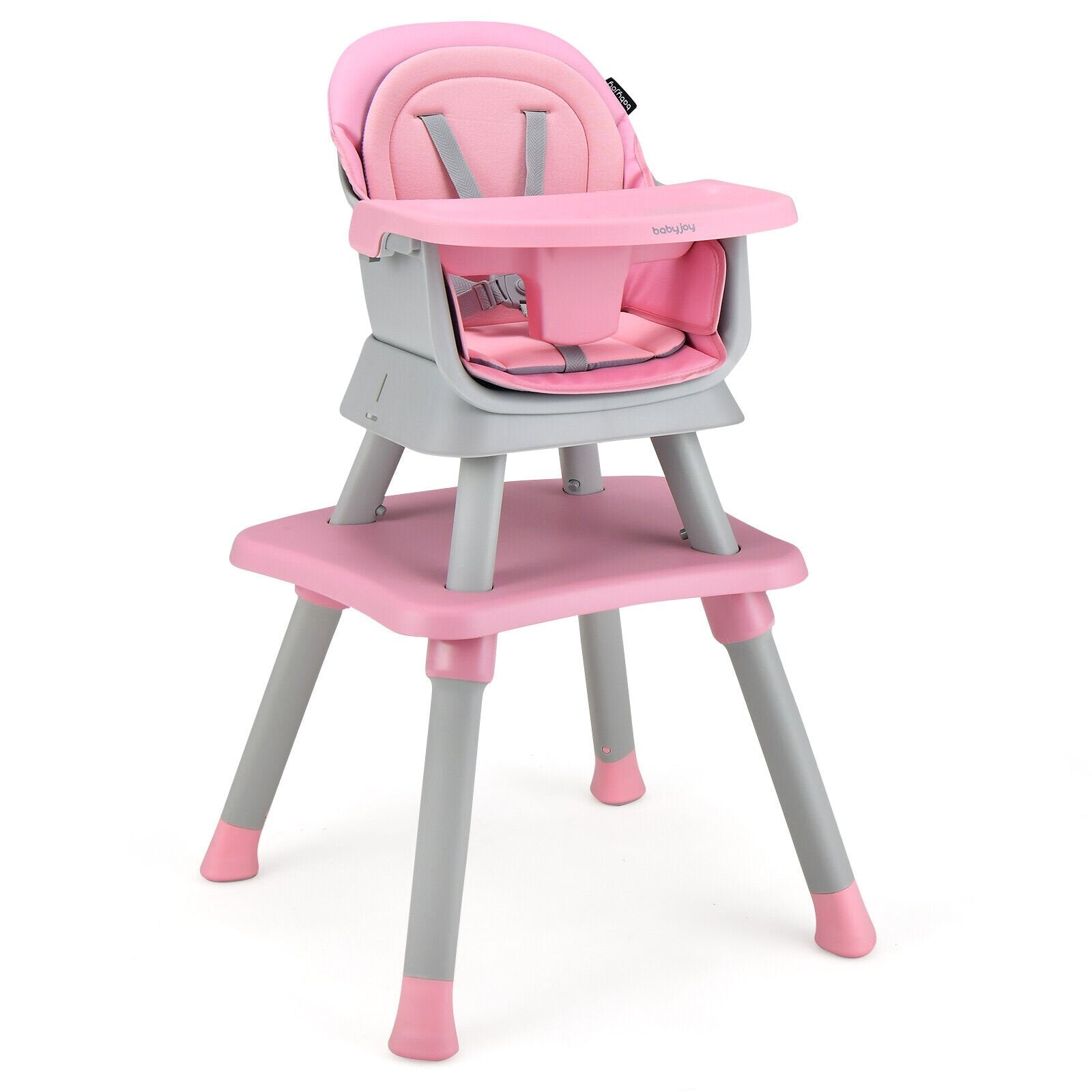 6-in-1 Convertible Baby High Chair with Adjustable Removable Tray, Pink High Chairs   at Gallery Canada