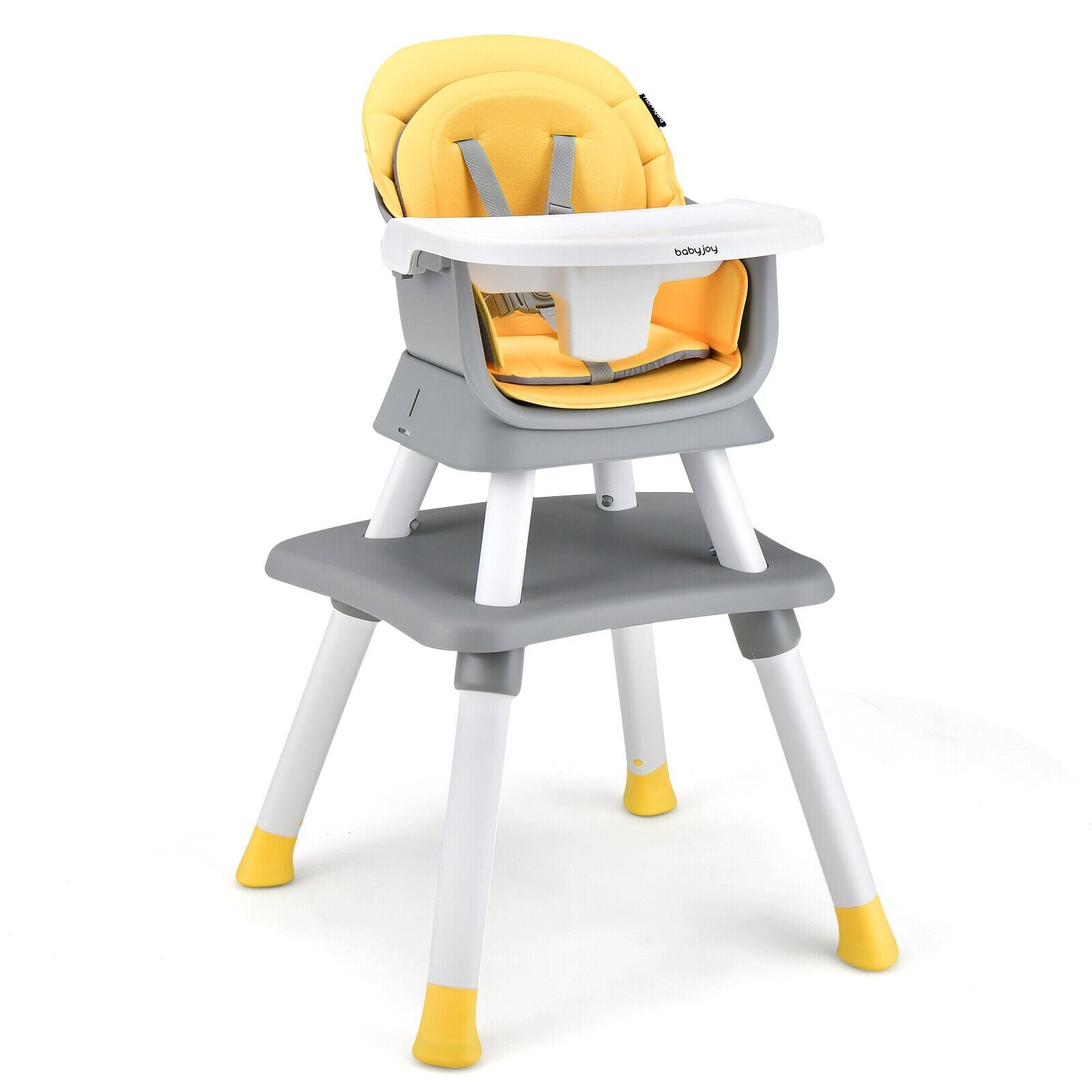 6-in-1 Convertible Baby High Chair with Adjustable Removable Tray, Yellow High Chairs   at Gallery Canada