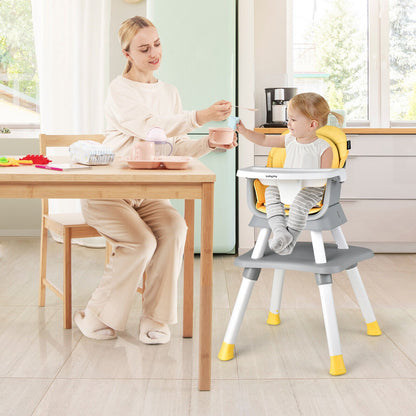 6-in-1 Convertible Baby High Chair with Adjustable Removable Tray, Yellow High Chairs   at Gallery Canada