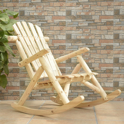 Wood Single Porch Rocker Lounge Patio Rocking Chair, Natural Patio Rocking Chairs & Gliders   at Gallery Canada