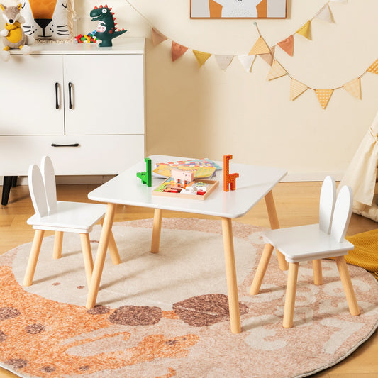 3 Pieces Kids Table and Chairs Set for Arts Crafts Snack Time, White Kids Table & Chair Sets   at Gallery Canada