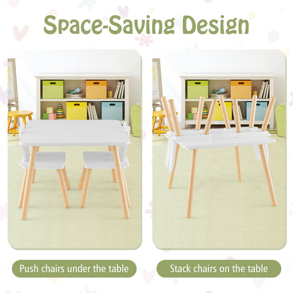 3 Pieces Kids Table and Chairs Set for Arts Crafts Snack Time, White Kids Table & Chair Sets   at Gallery Canada