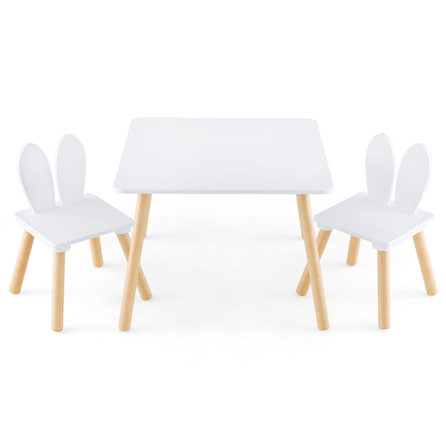 3 Pieces Kids Table and Chairs Set for Arts Crafts Snack Time, White Kids Table & Chair Sets   at Gallery Canada