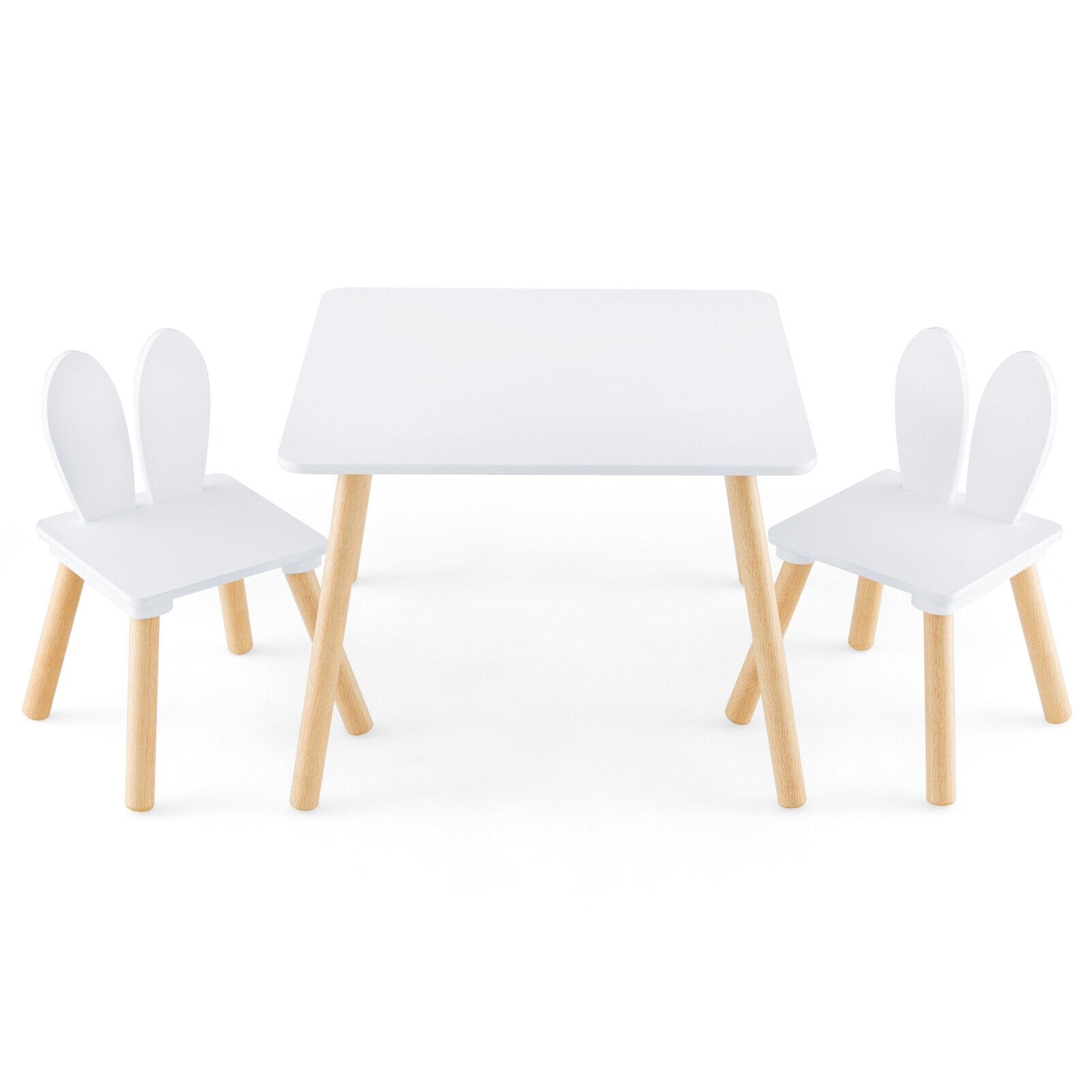 3 Pieces Kids Table and Chairs Set for Arts Crafts Snack Time, White Kids Table & Chair Sets   at Gallery Canada