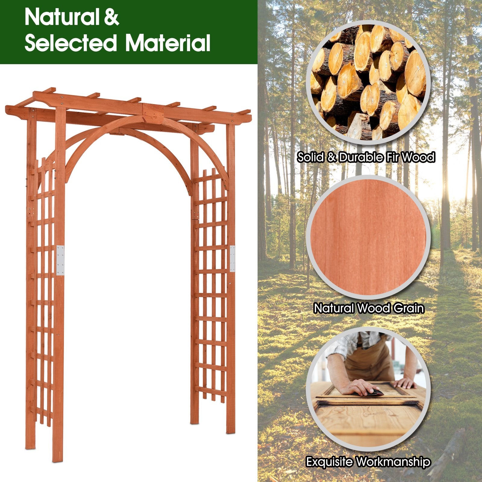 Garden Archway Arch Lattice Trellis Pergola for Climbing Plants and Outdoor Wedding Bridal Decor, Brown Outdoor Decor   at Gallery Canada