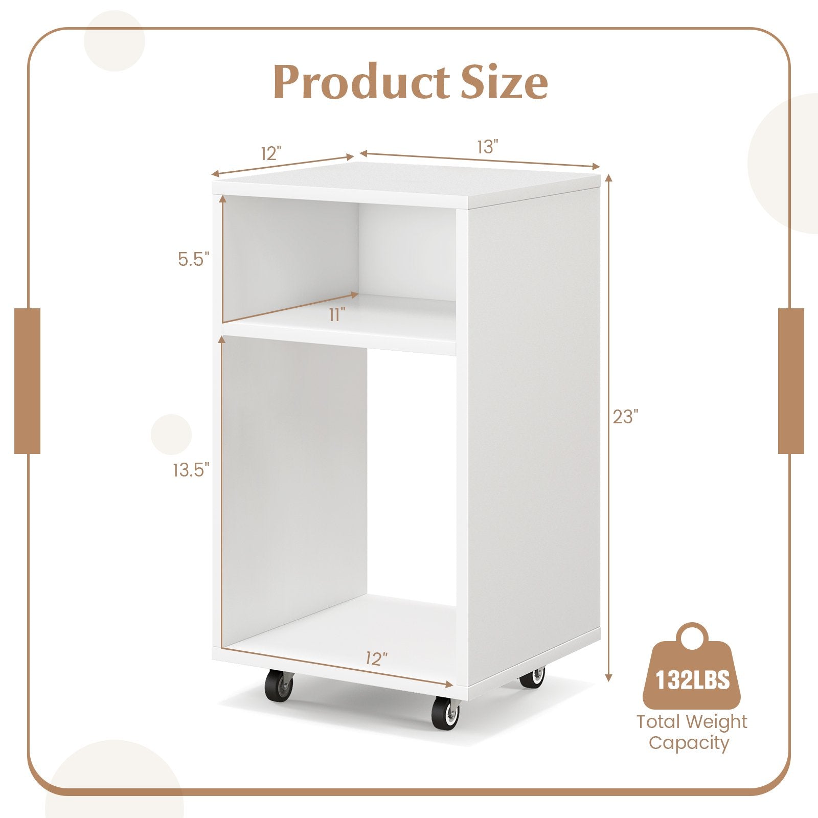 Mobile File Cabinet Wooden Printer Stand Vertical Storage Organizer, White File Cabinets   at Gallery Canada