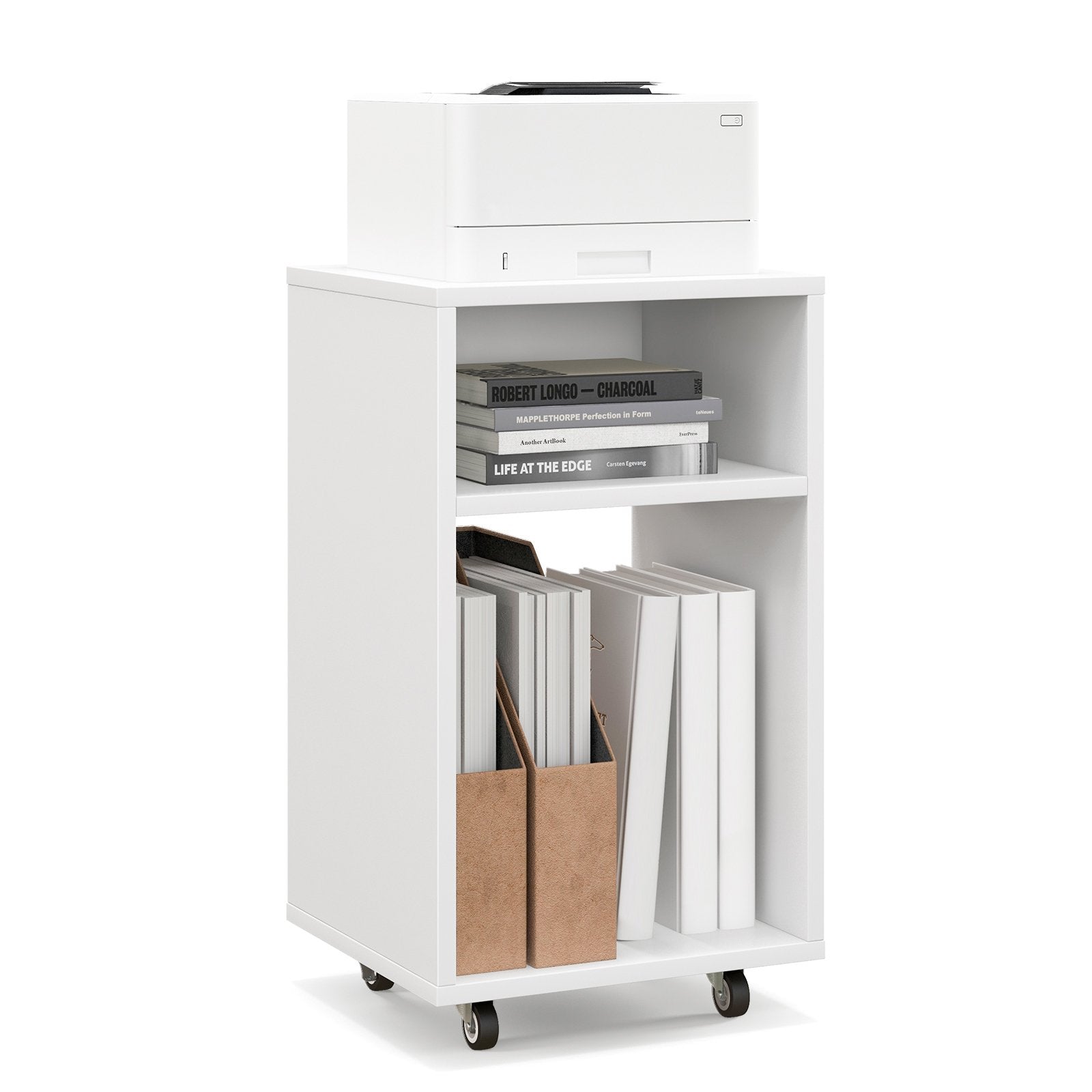 Mobile File Cabinet Wooden Printer Stand Vertical Storage Organizer, White File Cabinets   at Gallery Canada