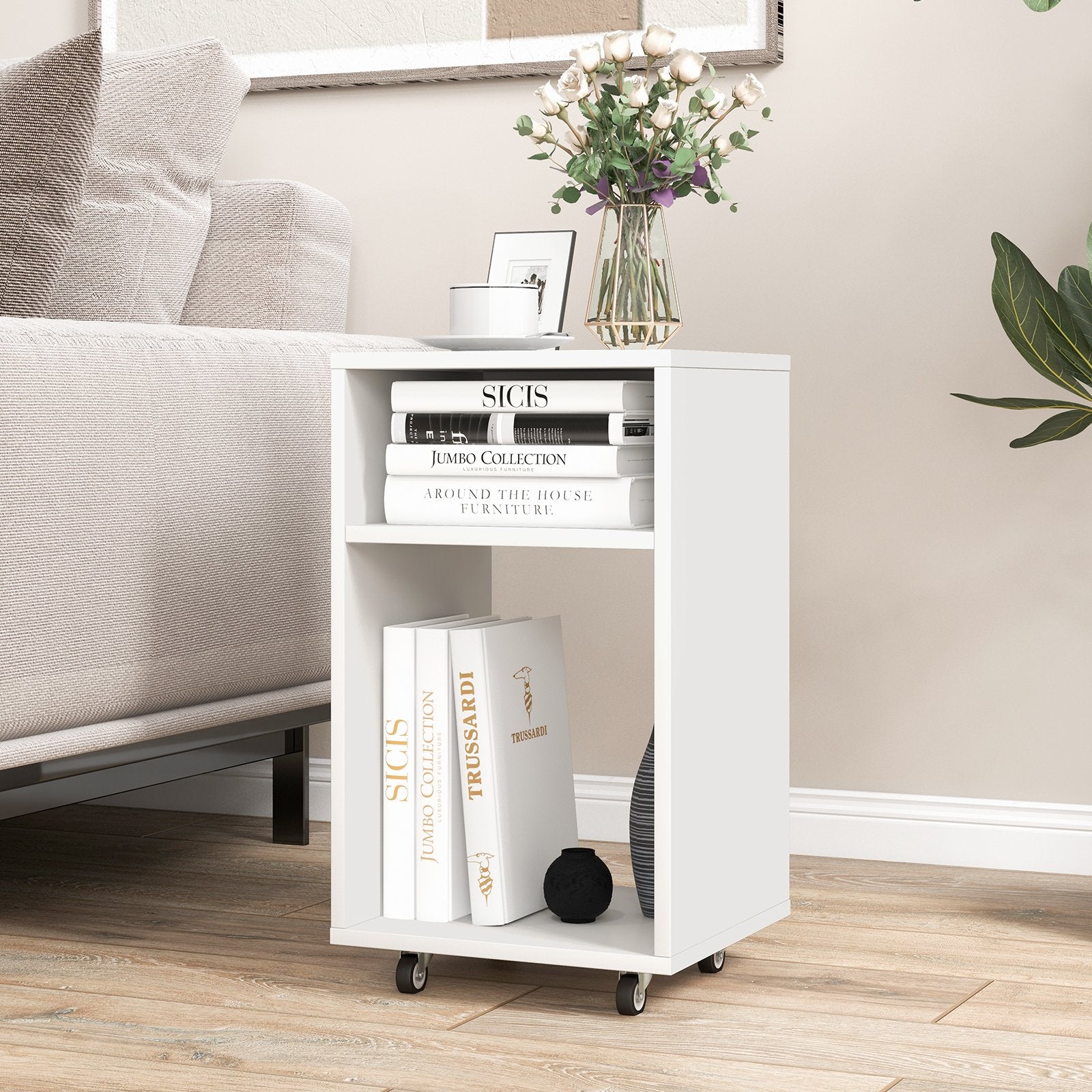 Mobile File Cabinet Wooden Printer Stand Vertical Storage Organizer, White File Cabinets   at Gallery Canada