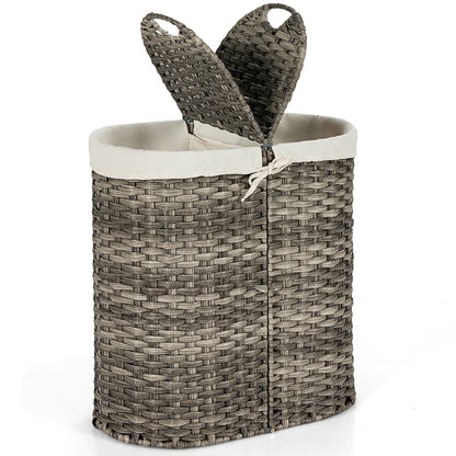 Handwoven Laundry Hamper Basket with 2 Removable Liner Bags, Gray Laundry Baskets   at Gallery Canada