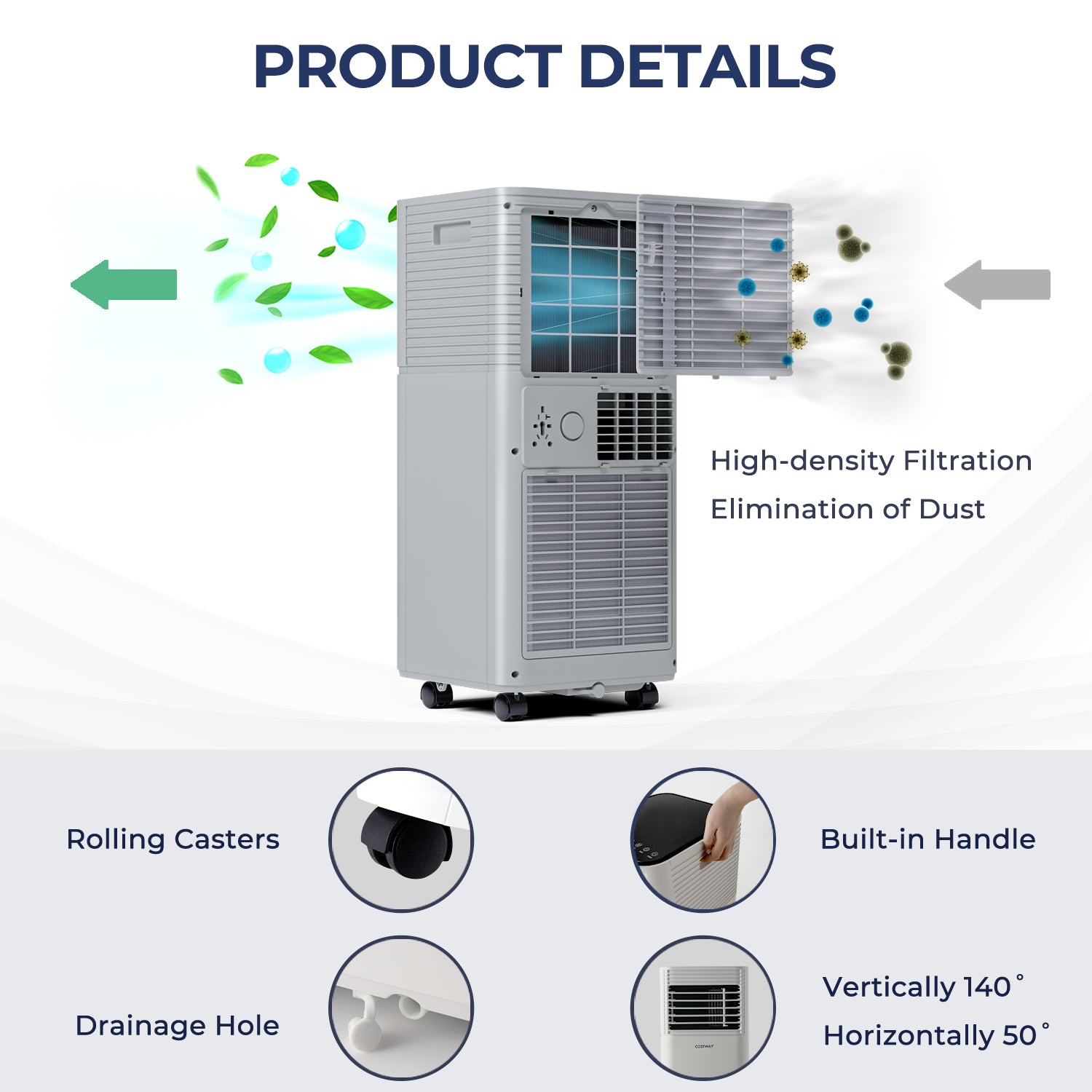 10000 BTU Air Cooler with Fan and Dehumidifier Mode, Gray Portable Air Conditioners at Gallery Canada