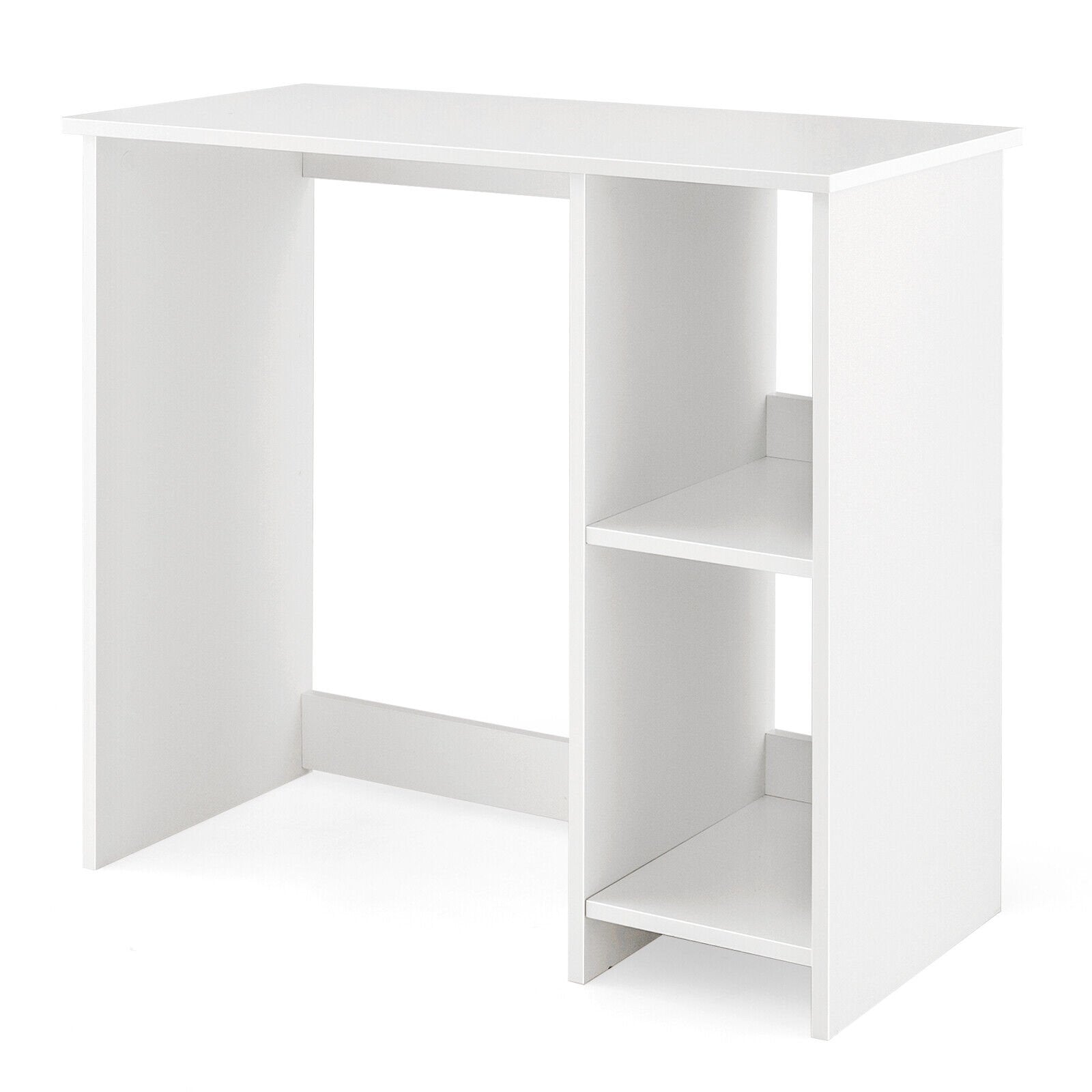 31.5 Inch  Modern Home Office Desk with 2 Compartments, White Writing Desks   at Gallery Canada