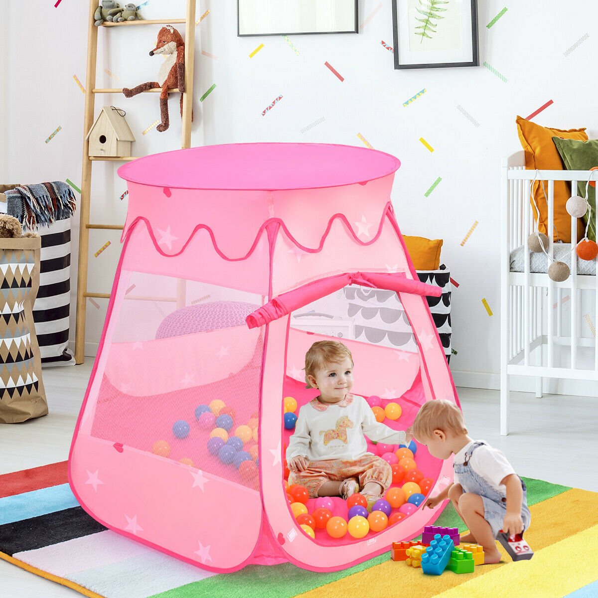 Pink Portable Kid Play House Play Tent with 100 Balls, Pink Play Tents & Playhouse   at Gallery Canada