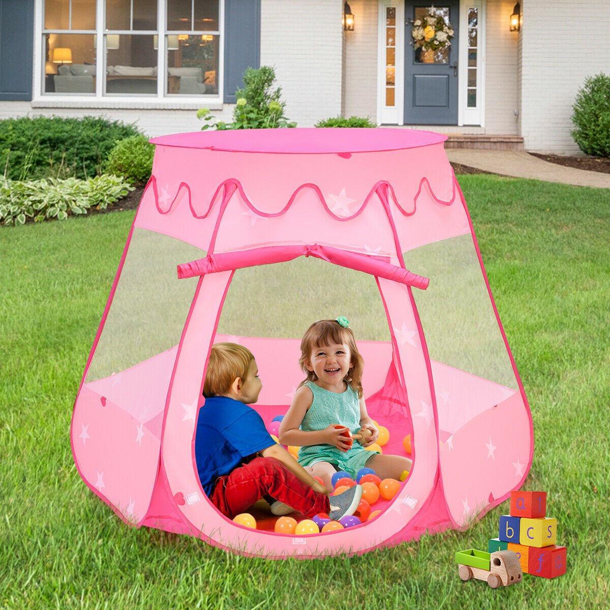 Pink Portable Kid Play House Play Tent with 100 Balls, Pink Play Tents & Playhouse   at Gallery Canada