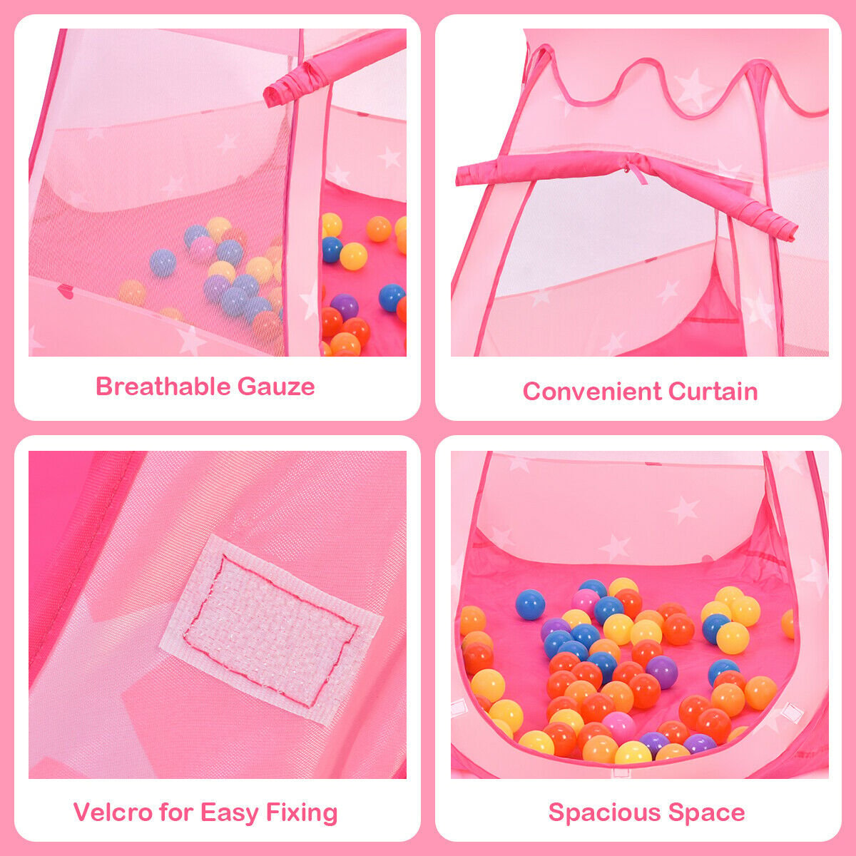 Pink Portable Kid Play House Play Tent with 100 Balls, Pink Play Tents & Playhouse   at Gallery Canada