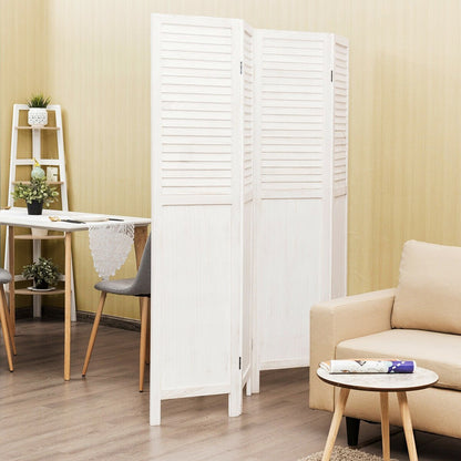 5.6 Ft Tall 4 Panel Folding Privacy Room Divider, White Room Dividers   at Gallery Canada