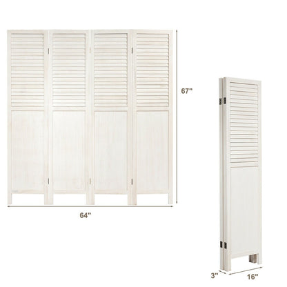 5.6 Ft Tall 4 Panel Folding Privacy Room Divider, White Room Dividers   at Gallery Canada