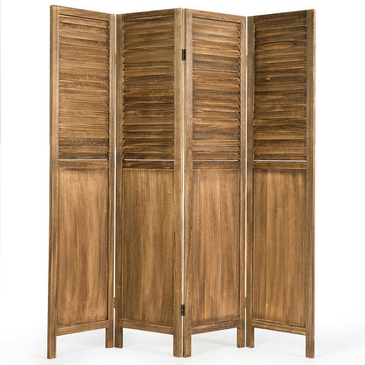 5.6 Ft Tall 4 Panel Folding Privacy Room Divider, Natural Room Dividers   at Gallery Canada