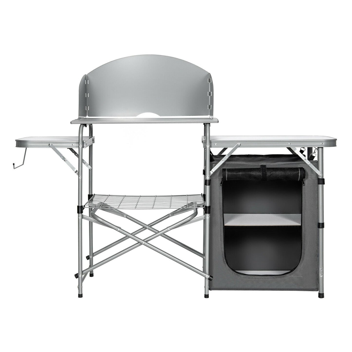 Foldable Outdoor BBQ Portable Grilling Table With Windscreen Bag, Gray Camping Furniture   at Gallery Canada