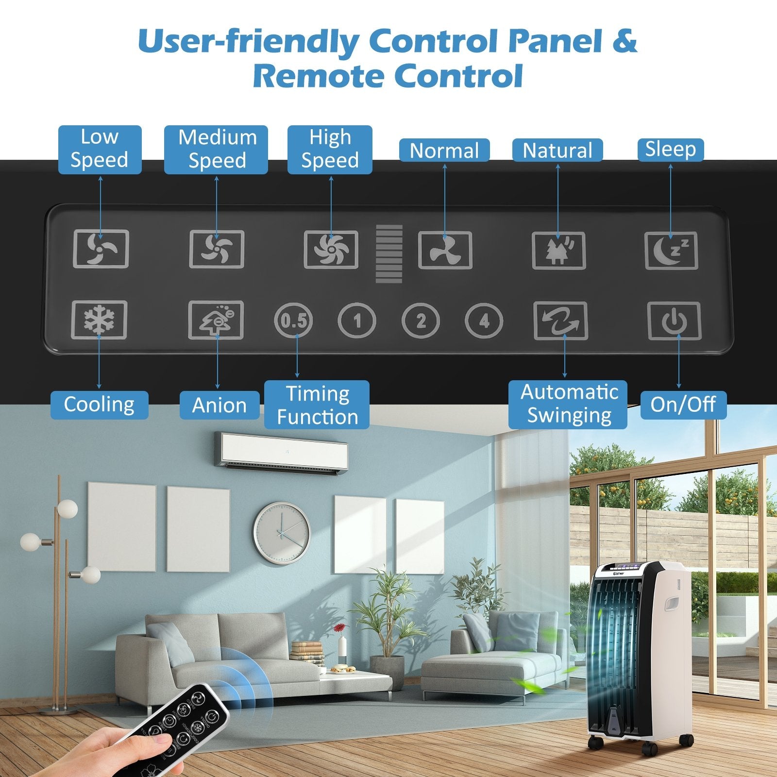 Portable Evaporative Air Cooler with 3 Wind Modes and Timer for Home Office Air Coolers at Gallery Canada