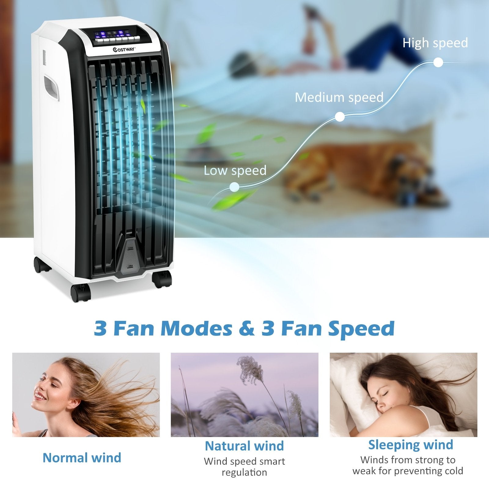 Portable Evaporative Air Cooler with 3 Wind Modes and Timer for Home Office Air Coolers at Gallery Canada