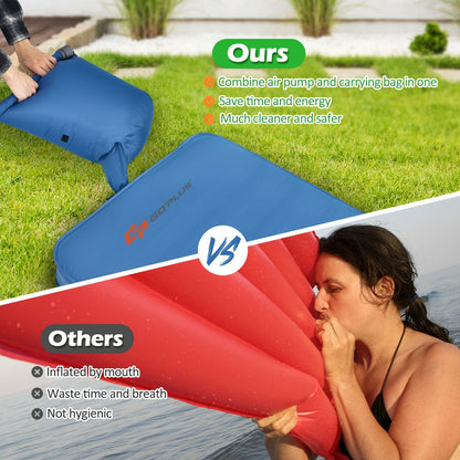 Self Inflating Folding Camping Sleeping Mattress with Carrying Bag, Blue Air Mattresses & Sleeping Bags   at Gallery Canada