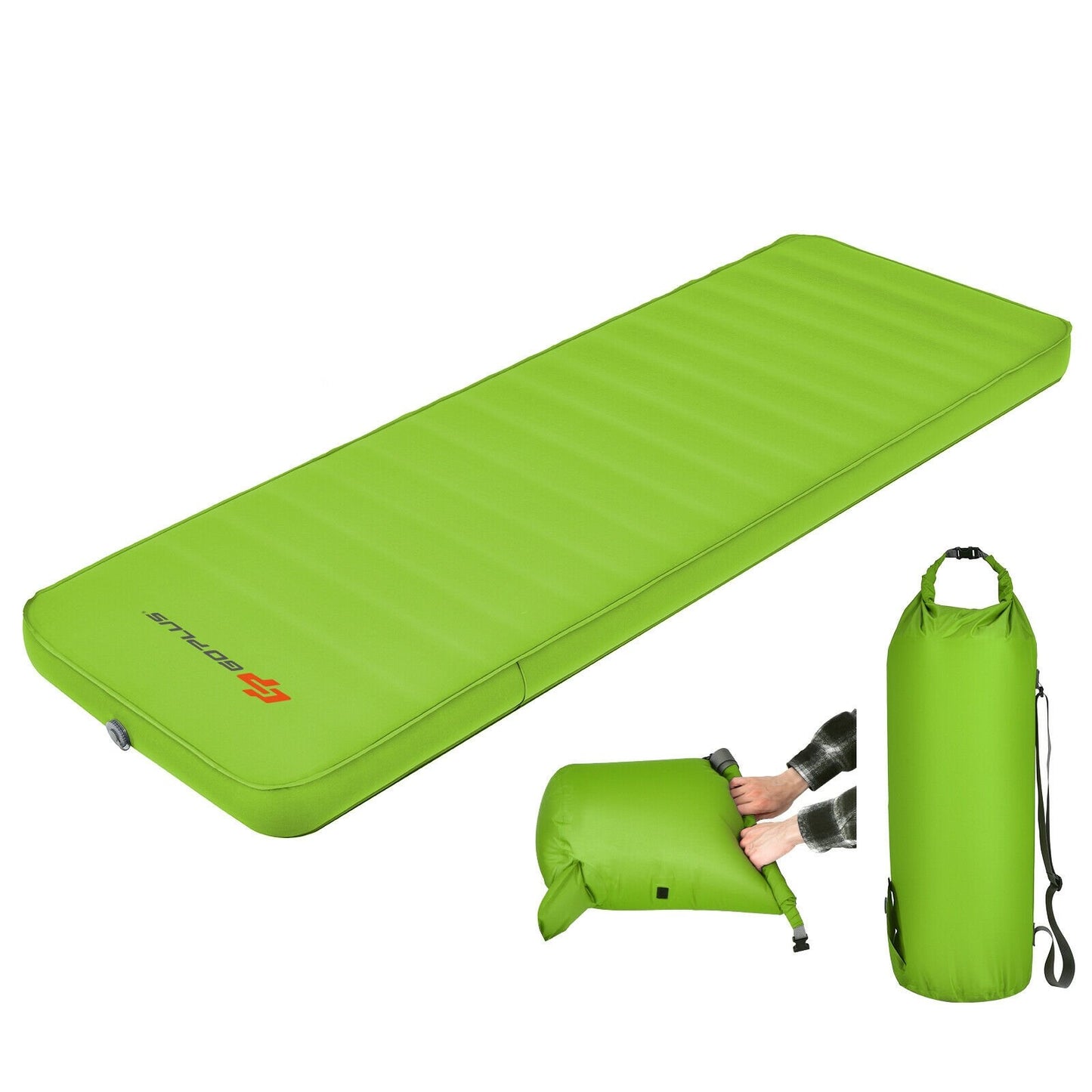 Self Inflating Folding Camping Sleeping Mattress with Carrying Bag, Green Air Mattresses & Sleeping Bags   at Gallery Canada