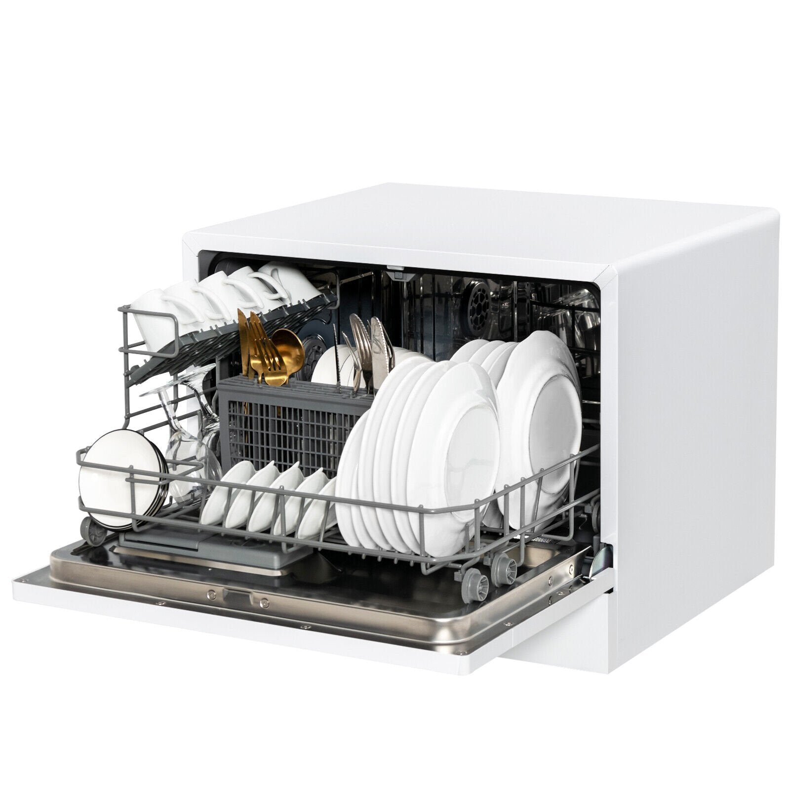 Compact Countertop Dishwasher with 6 Place Settings and 5 Washing Programs, White Dishwashers   at Gallery Canada