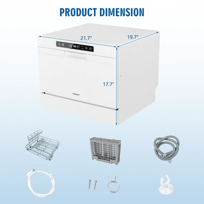 Compact Countertop Dishwasher with 6 Place Settings and 5 Washing Programs, White Dishwashers   at Gallery Canada