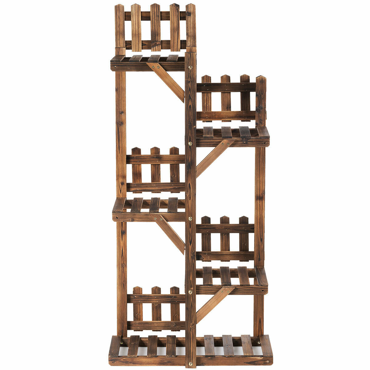 5-Tier Flower Rack Wood Plant Stand 6 Pots Display Shelf, Natural Plant Stands at Gallery Canada
